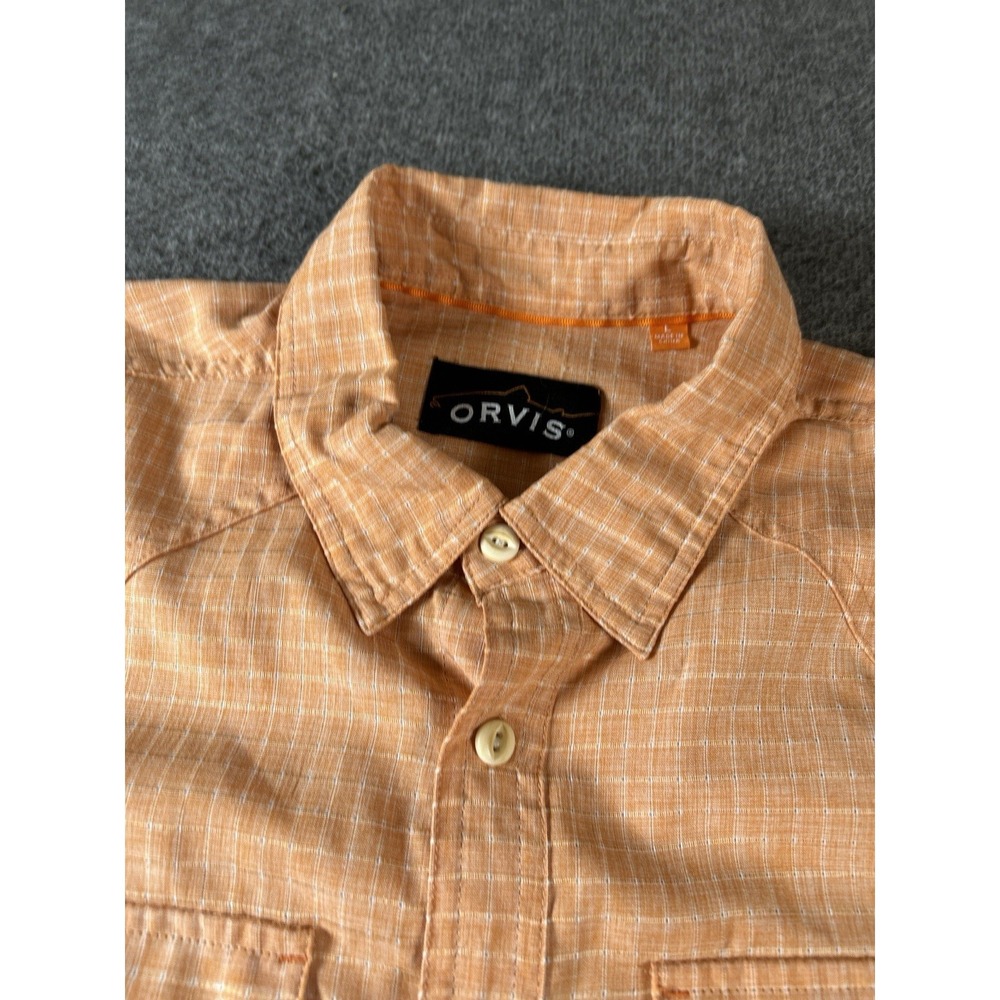 Orvis Shirt Mens Large Trout Bum Long‎ Sleeve Button Outdoor Fishing Orange
